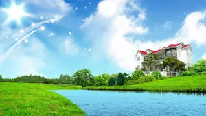 1920x1080 Full HD House Near River