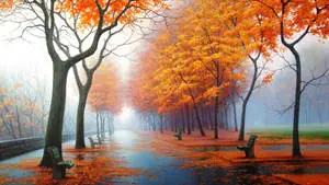 1920x1080 Full HD Nature Orange Leaves Trees