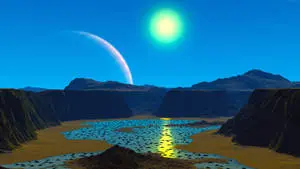 32K Ultra HD Nature Moon Over Desert River
