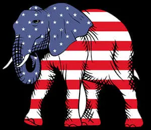 American Flag Elephant Illustration