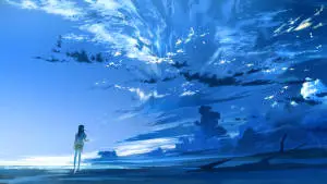 Anime Blue Sky And Girl