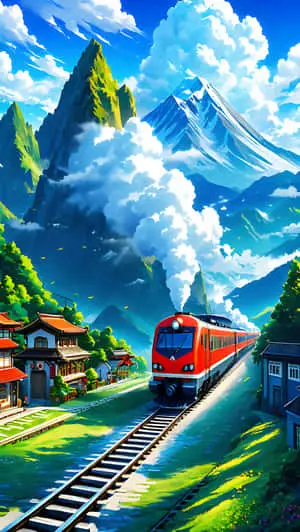 anime train nature lofi pictures