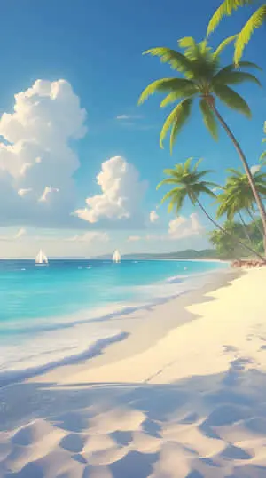 Beautiful summer day in sea beach and palm tree
