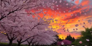 Cherry blossom trees in bloom