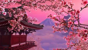 Cool Japanese Tree Digital Art And A Temple