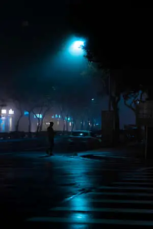 Mysterious Dark Crossroad at Night