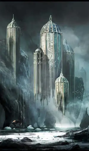 Mysterious Dark Realm with Surreal Landscape