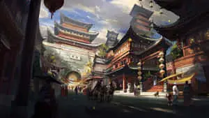 Serene Japanese Village in Feudal Era