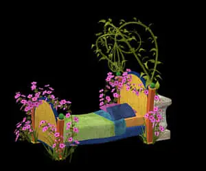 Floral Fantasy Bed Illustration