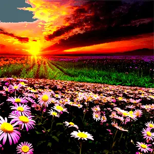 Flower Field Sunset PNG ync80