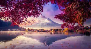 Fuji Mountain On A Colorful Autumn