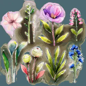 Garden Flower Watercolor PNG 06272024