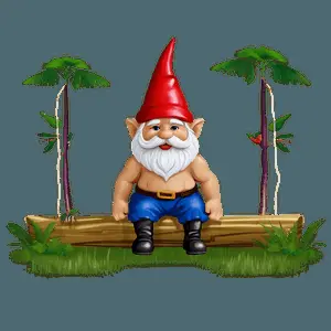 Garden Gnome Sitting PNG 06132024