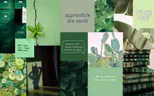 a collage of green plants and pictures
