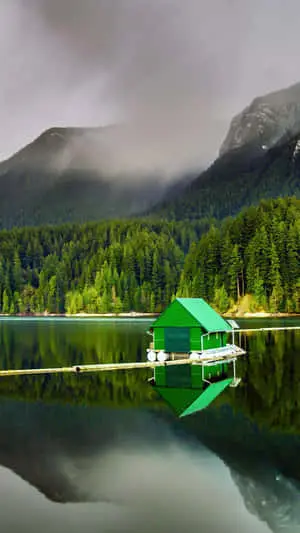 Green Floating House Nature Iphone