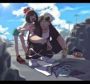 Guzma And Moon Feeding Wimpod