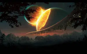 Admiring the Celestial Dance of Two Colliding Heavenly Bodies in the Sky 