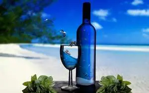 Enjoying a Cold Drink on the Beach