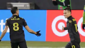 Lucas Zelarayan With Teammate Jose Artur