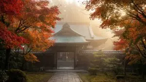 Misty Temple Autumn Glow