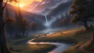 Mountain With River 4k