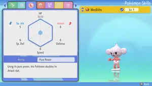 Pokémon Meditite Skills