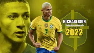 Richarlison De Andrade celebrating in his yellow uniform
