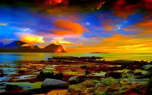 Rocks Near Water Sunrise Nature