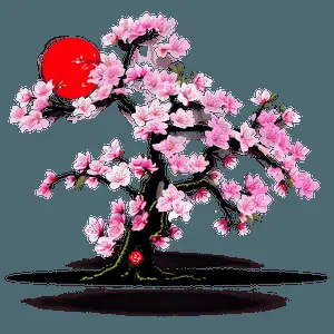 Sakura Tree in Traditional Kimono Setting PNG 06122024