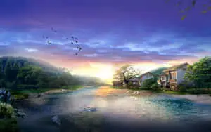 Serene Sunrise Amidst Lush Nature