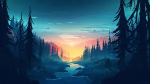 Sunset Forest 4K PC Art