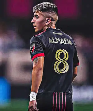  Caption: Rising Football Star - Thiago Almada in Black Atlanta Jersey 