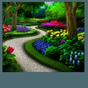 Vibrant Flower Garden Path PNG 67
