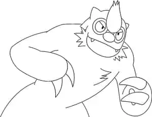  Caption: Artistic Outline Sketch of Vigoroth in Action 