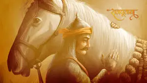 Spectacular depiction of a Rajputana Warrior On Horseback