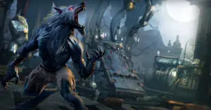 A Chilling Shadow of a Werewolf Lurking Under the Beams of a Full Moon